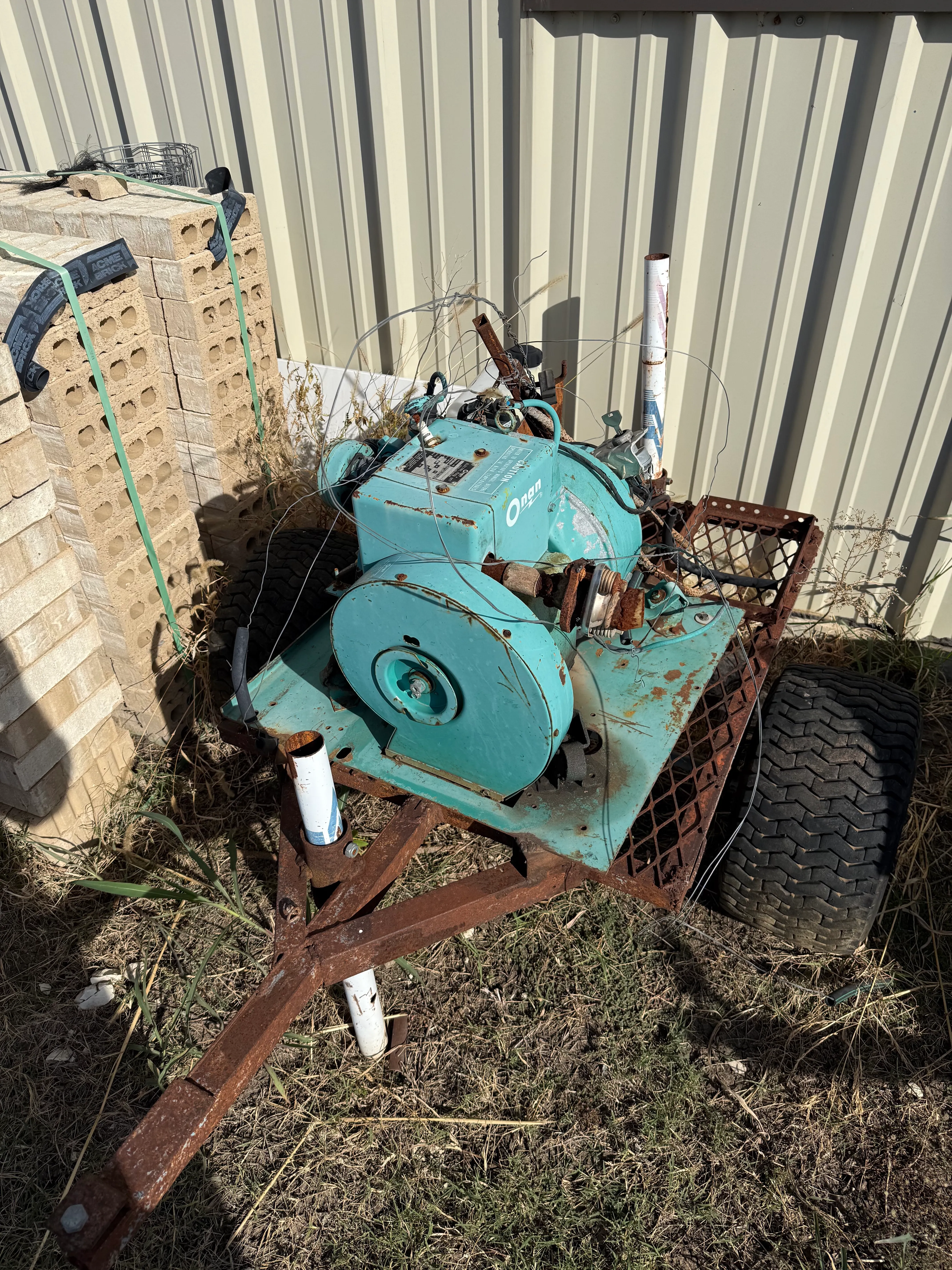Vintage Onan Electric Generator on Trailer - For Parts or Restoration Project